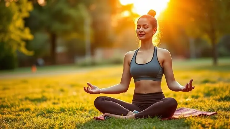Pessoa meditando ao ar livre, simbolizando os benefícios da proteína vegana para a saúde e bem-estar geral, além do ganho muscular.