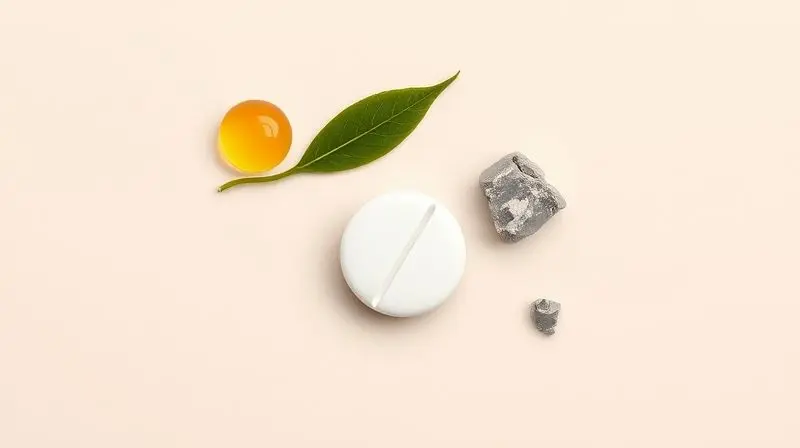 Composição conceitual mostrando os elementos que trabalham em conjunto com o cálcio: Vitamina D, K2, Magnésio e Zinco.