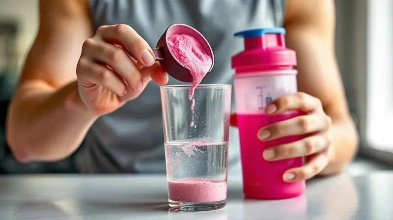 Pessoa preparando um shake de EAA em uma coqueteleira, ilustrando a forma correta de como e quando tomar o suplemento para melhores resultados.