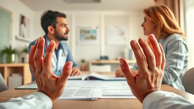 Médico conversando com paciente sobre as contraindicações e os riscos da suplementação de ferro em seu consultório.