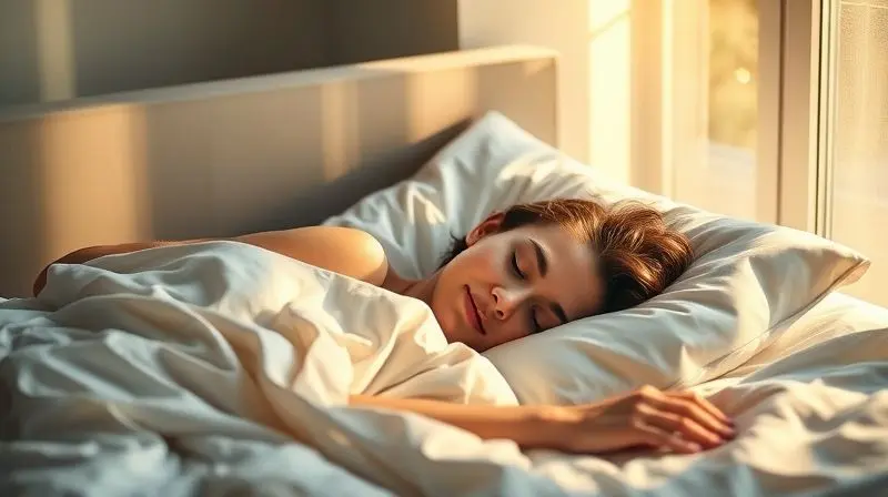 Pessoa dormindo tranquilamente em uma cama confortável, ilustrando dicas práticas para melhorar a qualidade do sono e o bem-estar.