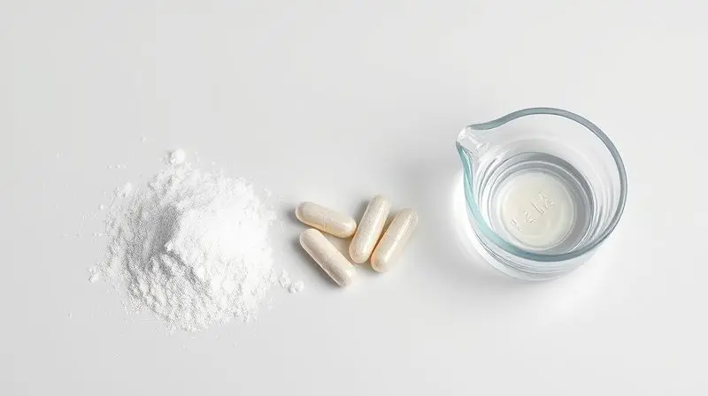 Comparativo visual dos formatos de L-Carnitina: em pó, em cápsulas e líquida, para ajudar na escolha do melhor tipo.