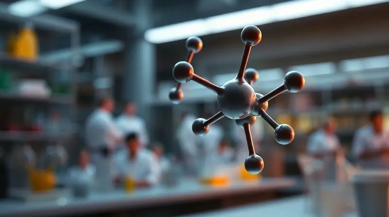 Estrutura molecular da L-Carnitina em um ambiente de laboratório, explicando o que é o composto e sua função no corpo.