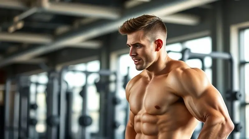 Atleta focado treinando em academia, ilustrando o propósito e a função de um suplemento pré-hormonal para melhorar a performance esportiva.