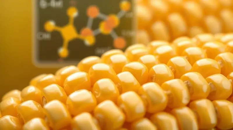 Grãos de milho ceroso em close-up, ilustrando a origem e a composição do suplemento waxy maize.