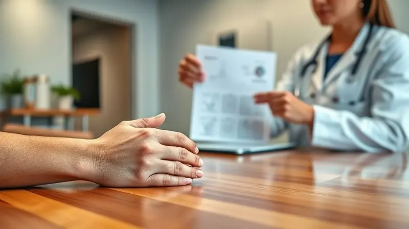 Cena de uma consulta médica, ilustrando a importância de buscar orientação profissional sobre os riscos e contraindicações do suplemento de cálcio.
