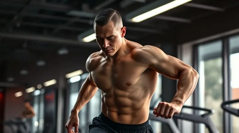 Pessoa em forma durante um treino intenso na academia, ilustrando o uso de energia e esforço auxiliado por um termogênico para emagrecer.