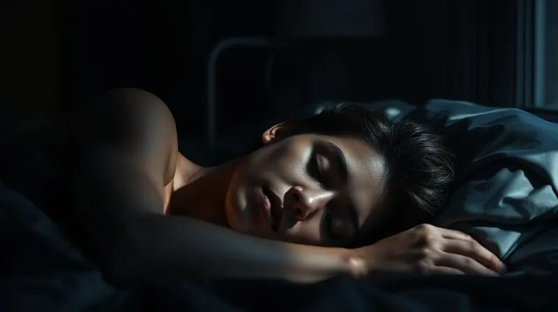 Pessoa dormindo profundamente em um quarto escuro e tranquilo, representando a ajuda do ZMA para a melhora da qualidade do sono.